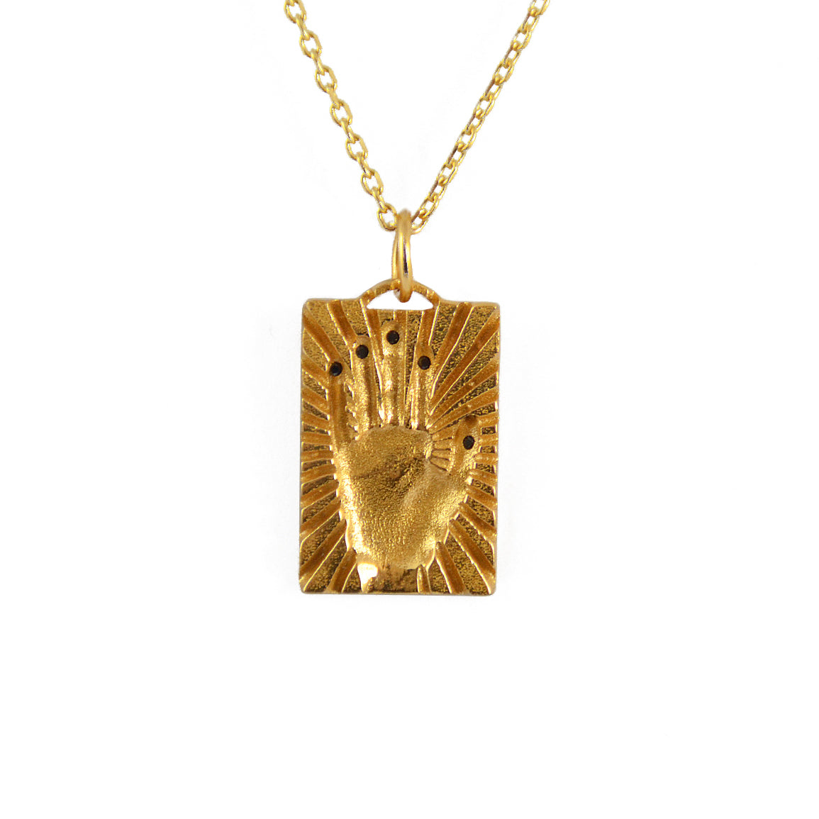 Collier doré mains et zircons - ZIRCONS NOIRS
