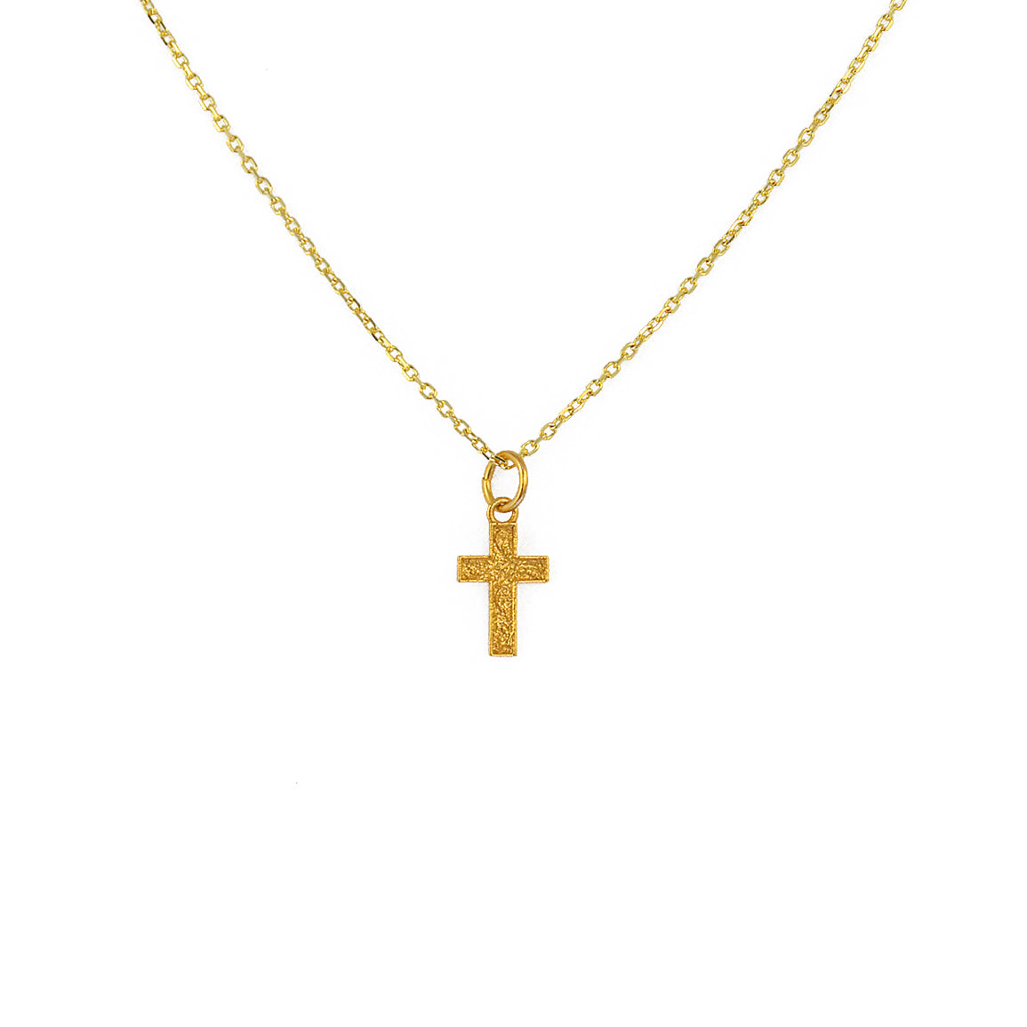 Collier doré croix texturée