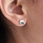 Boucles argent 925 et pierres - LABRADORITE & ZIRCONS / LA