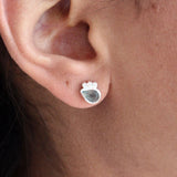 Boucles argent 925 et pierres - LABRADORITE & ZIRCONS / LA