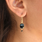 Boucles dorées pierre facettée - ONYX NOIRE