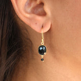 Boucles dorées pierre facettée - ONYX NOIRE