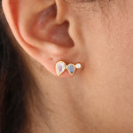 Boucles dorées et pierres gouttes - Boucles d’oreilles