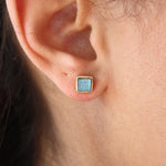 Boucles dorées et pierre carrée - LABRADORITE