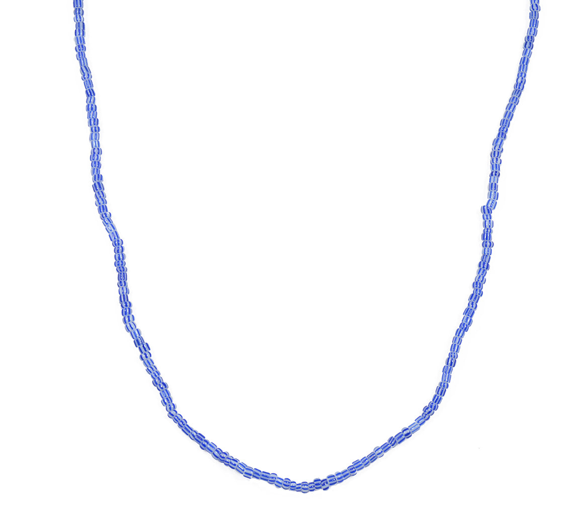 Collier perles miyuki bleues et blanches - 60CM