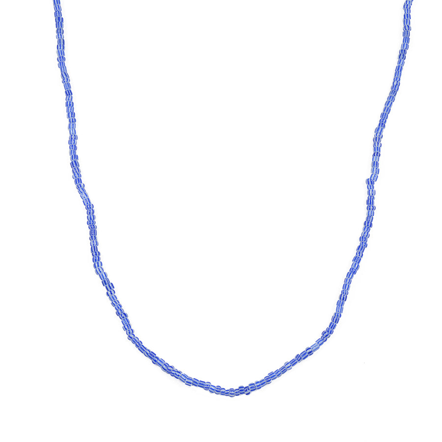 Collier perles miyuki bleues et blanches - 60CM