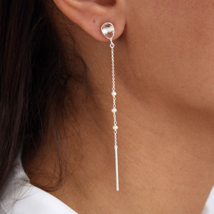 Boucles d’oreilles argent 925 cristal et perles - Boucles