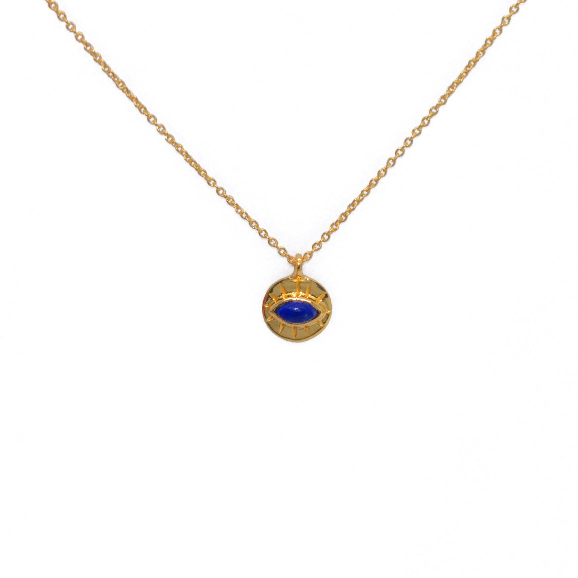 Collier doré médaille ronde oeil et pierre - LAPIS -