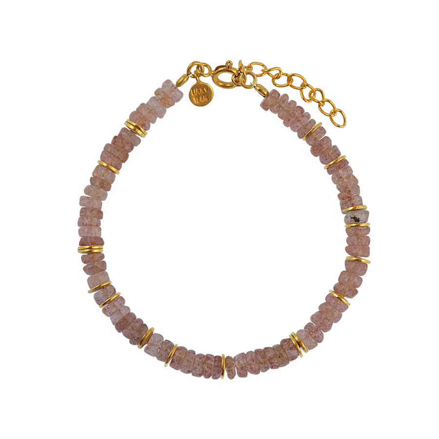 Bracelet doré et pierres heishi - QUARTZ FRAISE - Bracelets