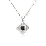 Collier argent 925 et pendentif carré et pierre - ONYX NOIRE