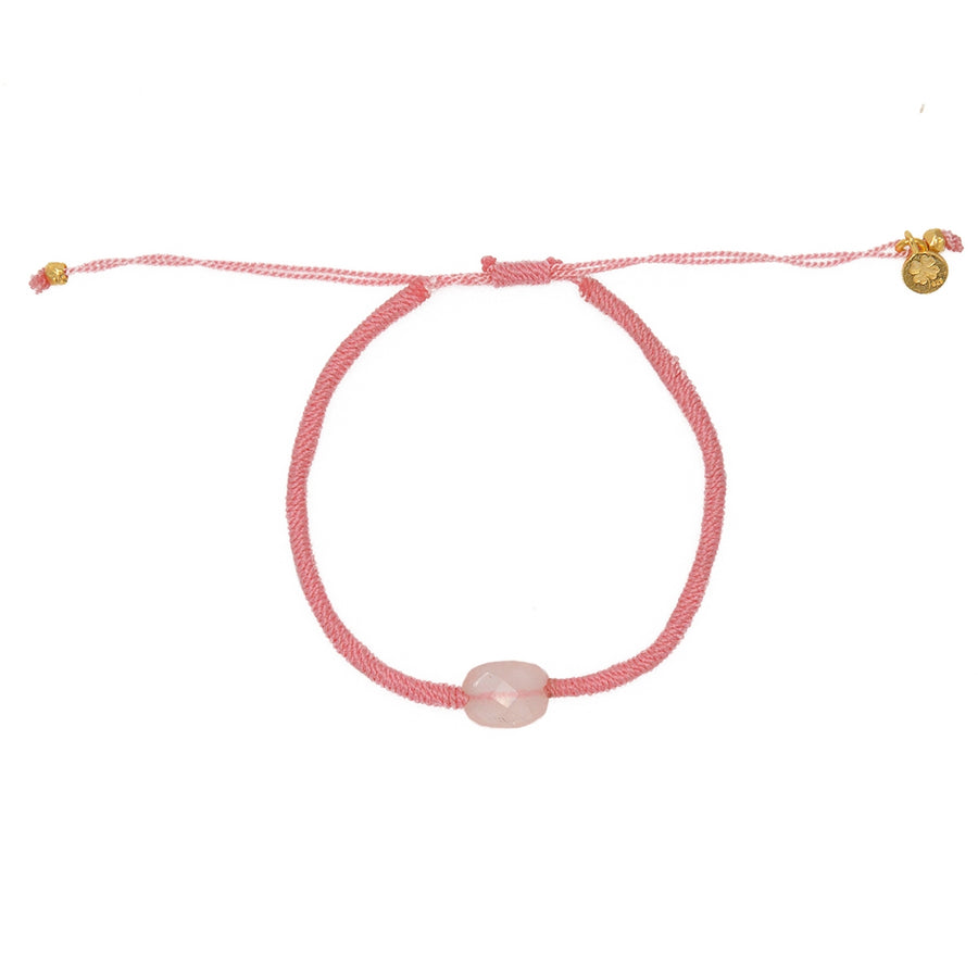 Bracelet cordon coloré et pierre - ROSE & QUARTZ ROSE