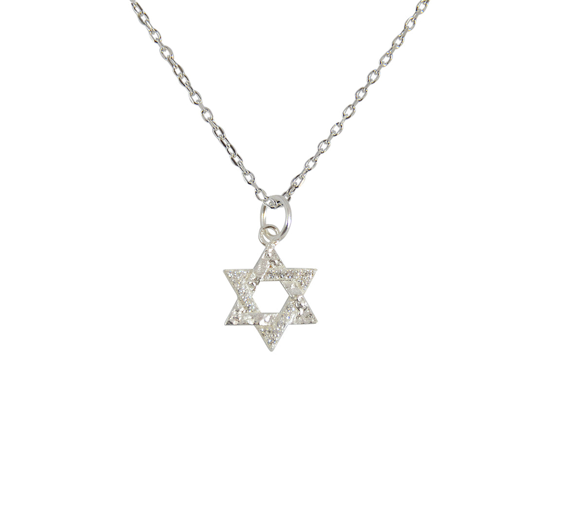 Collier etoile de david argent 925 et zircons