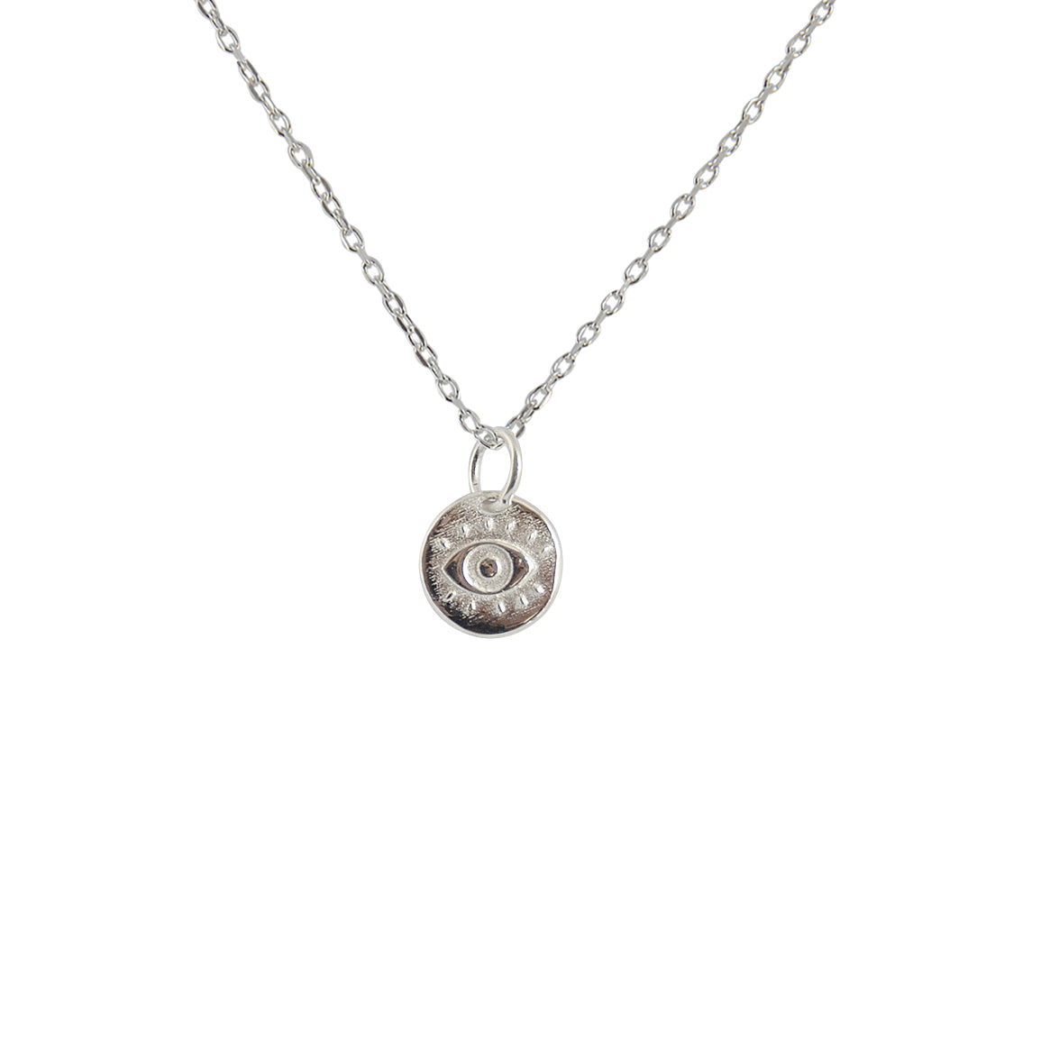Collier argent 925 médaille oeil chance