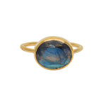 Bague dorée martelée et pierre - 50 / LABRADORITE