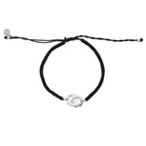 Black cord bracelet and 925 silver rings