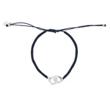 Navy blue cord bracelet and 925 silver rings
