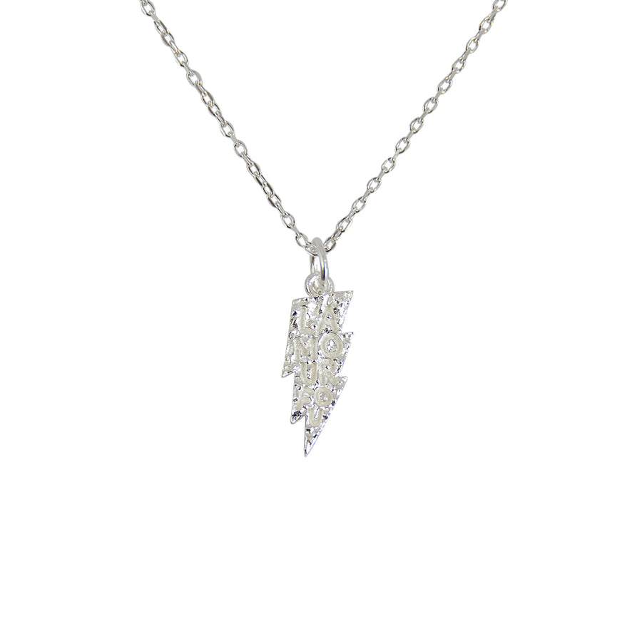 Collier argent 925 éclair martelé l’amour fou