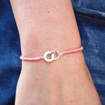 Bracelet cordon rose et anneaux argent 925