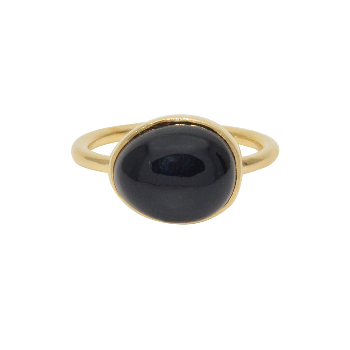 Bague dorée et pierre - 50 / ONYX NOIRE