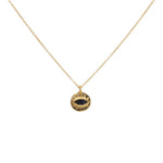 Collier doré médaille ronde oeil et pierre - ONYX NOIRE -