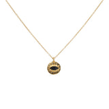 Collier doré médaille ronde oeil et pierre - ONYX NOIRE -