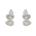 Boucles argent 925 et pierres - PIERRE DE LUNE & ZIRCONS -