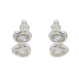 Boucles argent 925 et pierres - PIERRE DE LUNE & ZIRCONS -