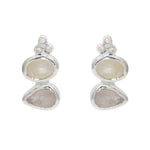 Boucles argent 925 et pierres - ZIRCONS - PIERRE DE LUNE -