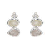 Boucles argent 925 et pierres - ZIRCONS - PIERRE DE LUNE -