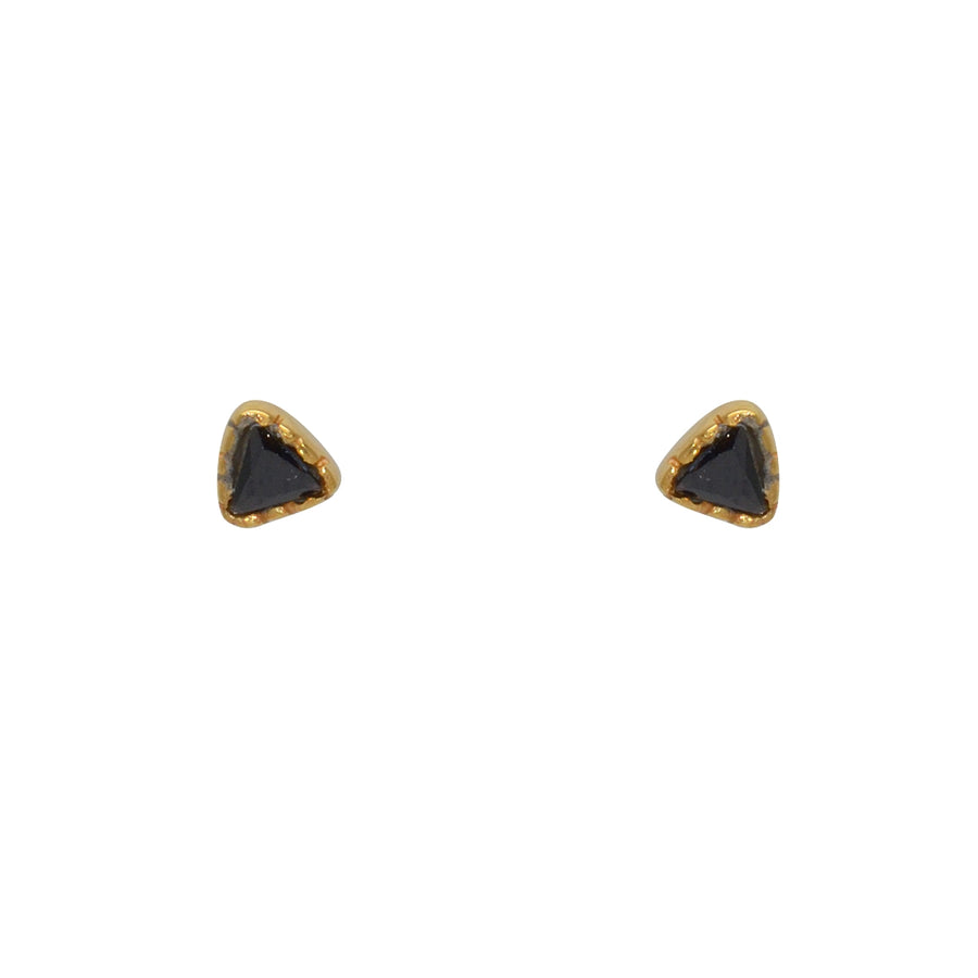 Boucles dorées XS pierre triangle - ONYX NOIRE