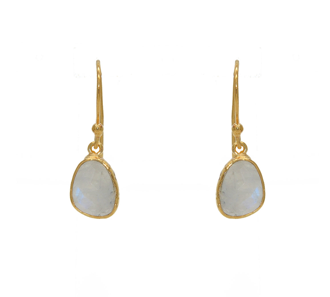Boucles dorées pierre facetée - PIERRE DE LUNE