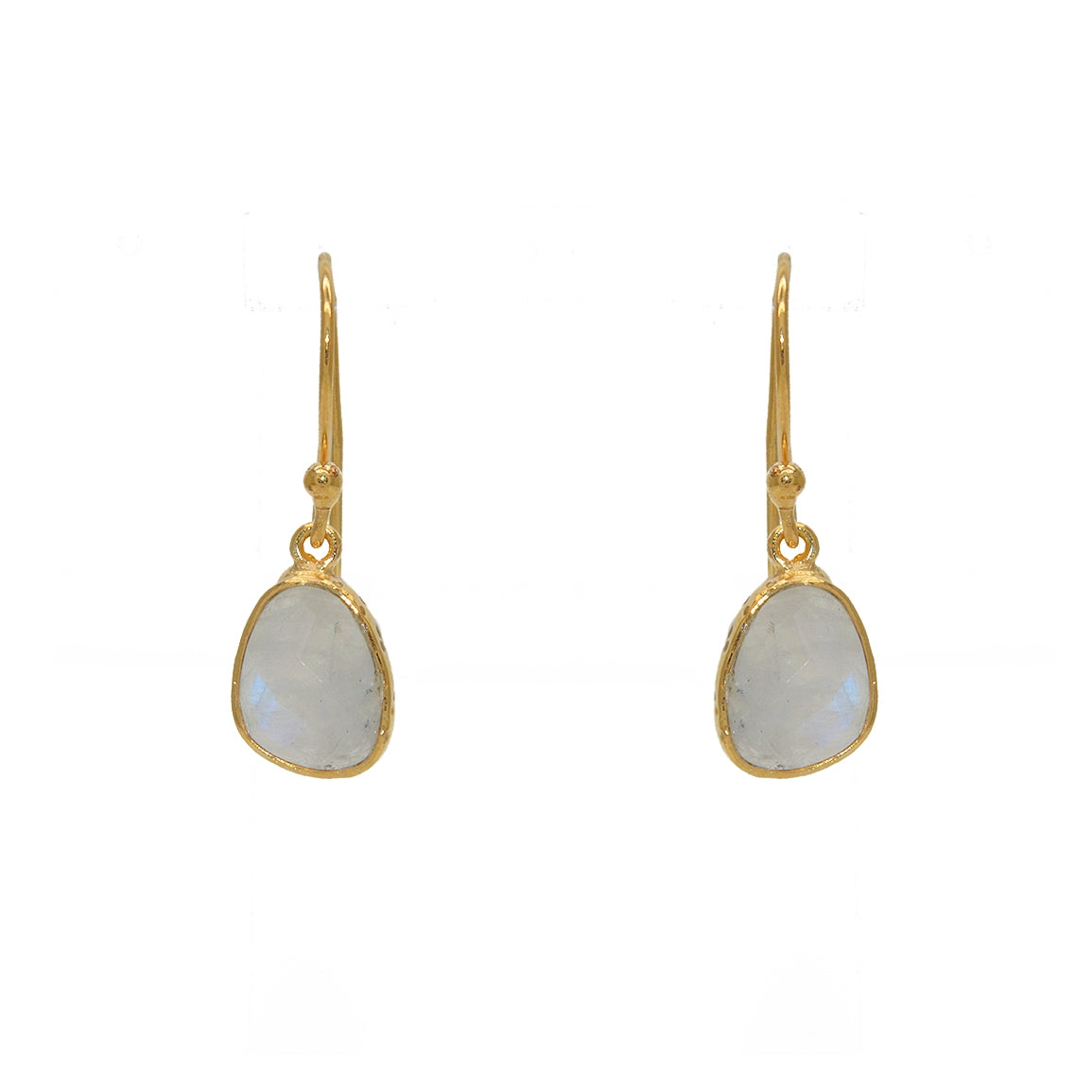 Boucles dorées pierre facetée - PIERRE DE LUNE