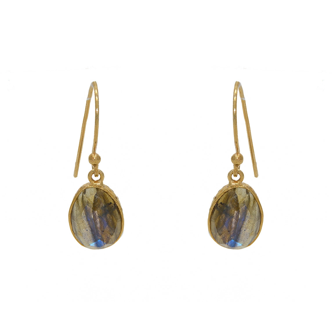 Boucles dorées pierre facetée - LABRADORITE