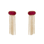 Boucles d’oreilles dorées avec chaînes et pierres - RUBIS