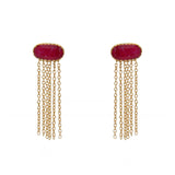 Boucles d’oreilles dorées avec chaînes et pierres - RUBIS