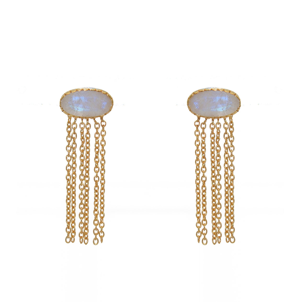 Boucles d’oreilles dorées avec chaînes et pierres - PIERRE