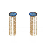Boucles d’oreilles dorées avec chaînes et pierres -