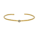 Jonc doré martelé et pierre ronde - LABRADORITE - Bracelets