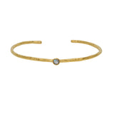 Jonc doré martelé et pierre ronde - LABRADORITE - Bracelets