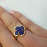 Golden clover stone ring