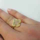 Golden clover stone ring