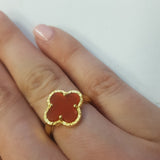 Golden clover stone ring