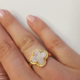 Golden clover stone ring