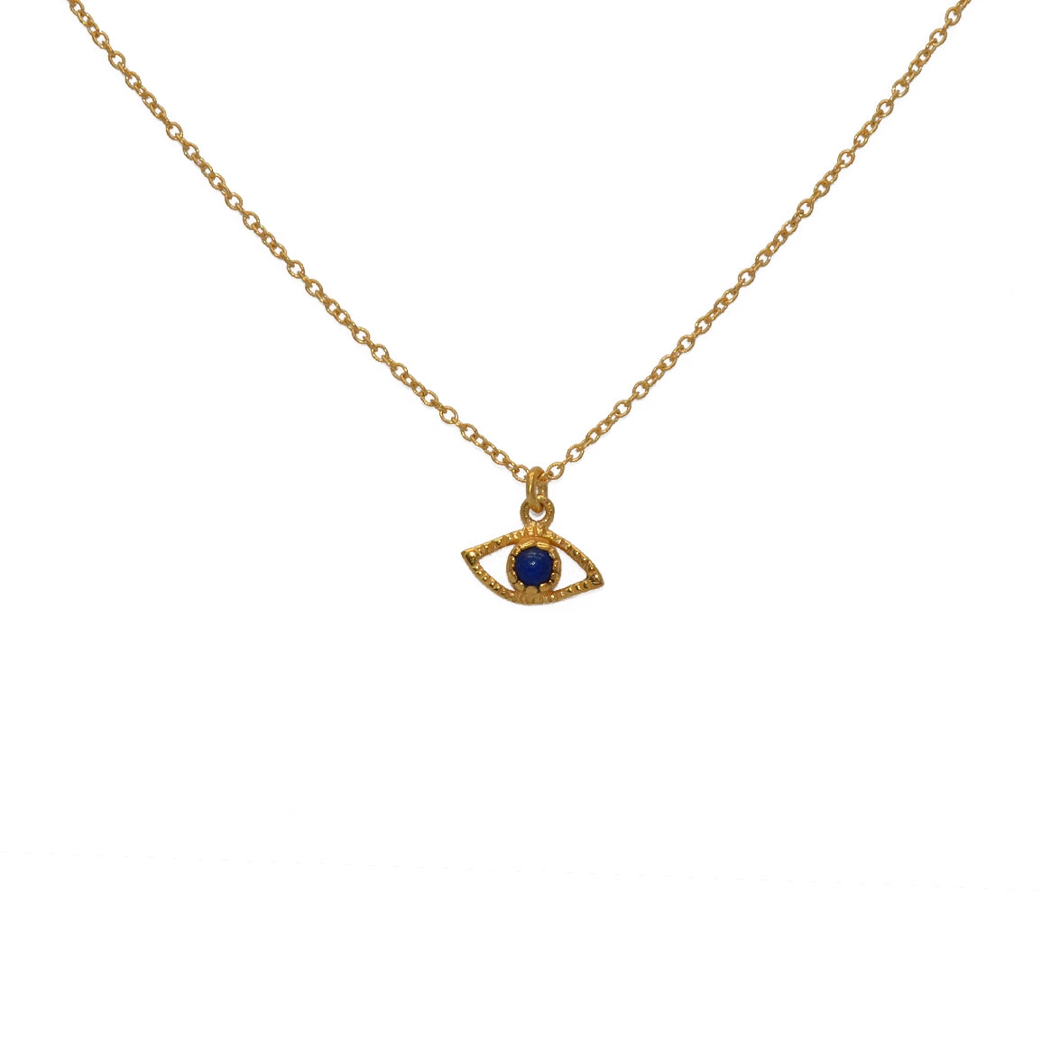 Collier doré pendentif oeil martelé et pierre - LAPIS