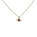 Collier doré pendentif oeil martelé et pierre - LAPIS