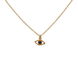 Collier doré pendentif oeil martelé et pierre - LAPIS