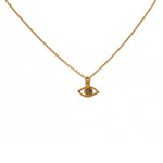 Collier doré pendentif oeil martelé et pierre - LABRADORITE