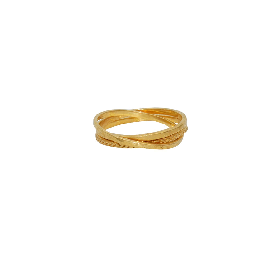 Bague anneaux entremêlés dorés à l’or fin 18k - Bagues