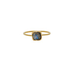 Bague dorée pierre naturelle carrée - 50 / LABRADORITE