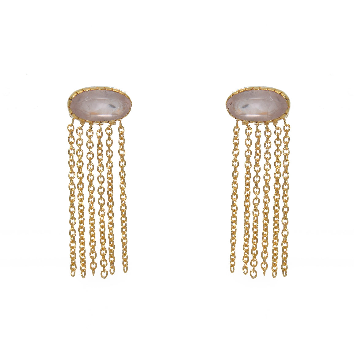 Boucles d’oreilles dorées avec chaînes et pierres - QUARTZ